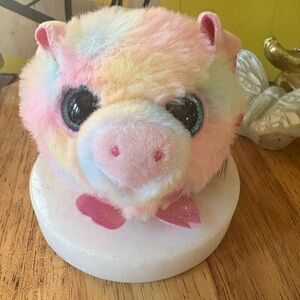 Ty Beanie Ball Pigasso Pig Puffball Plush With Glitter Blue eyes~ NWT 🐽
